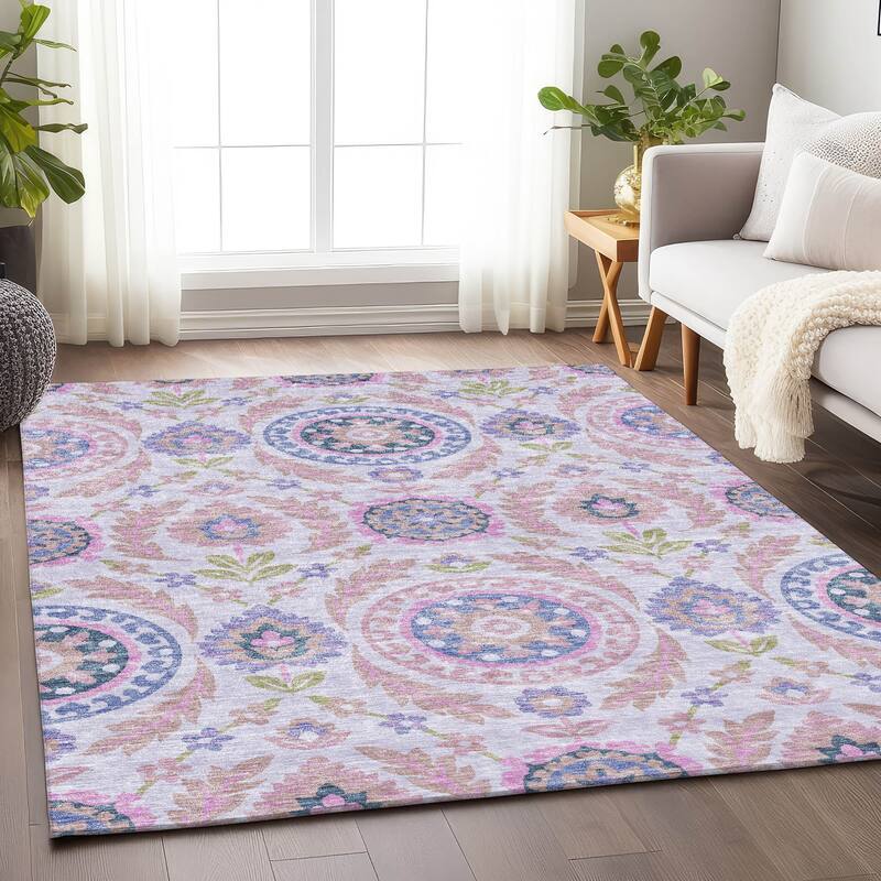 Premium Washable Super Soft Boho Global Mayfield Rug - Blush - 10' x 14'