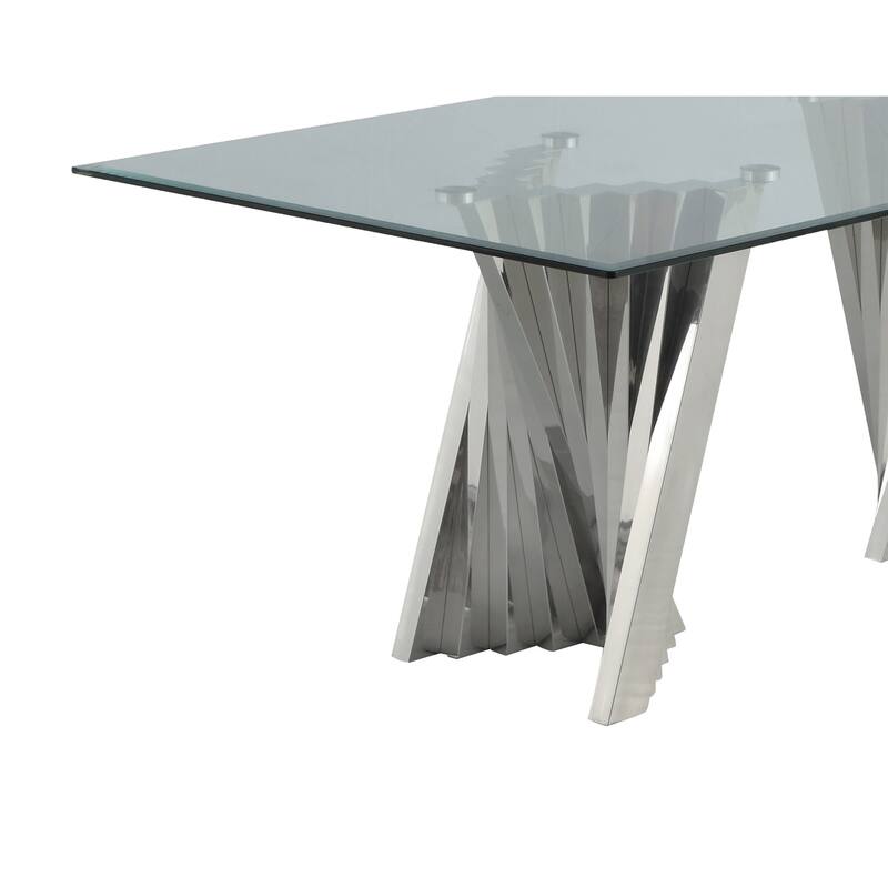 Best Quality Furniture Modern 94" Glass Dining Table w/ Spiral Base