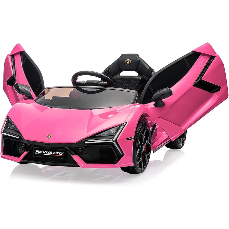 12V Kids Ride On Car, Licensed Lamborghini Revuelto Electric Car for Kids - Pink