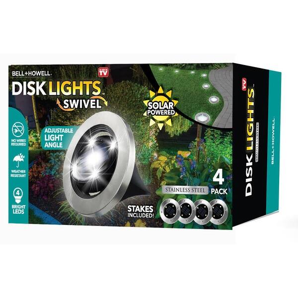 Bell + Howell 8 LED Swivel Solar Powered Disk Lights with Auto On/Off