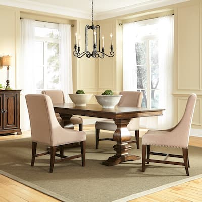 Armand Antique Brownstone 5 Piece Trestle Table Set