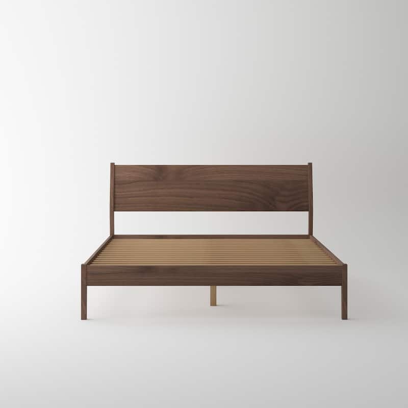 Isabella Mid Century Bedroom Set - Solid Black American Walnut (Bed + 2 Nightstands)