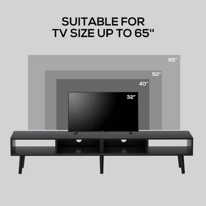 Mid Century Modern TV Stand for TVs up to 65 Inch Wood Media Console with Open Shelves and Cable Management