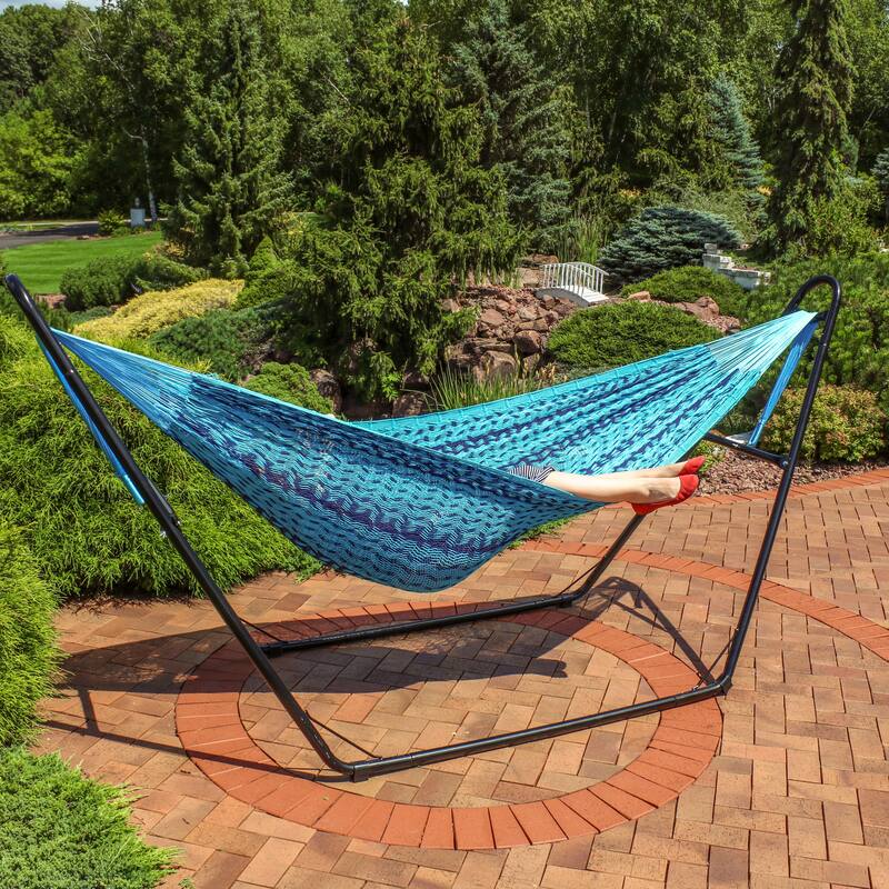 Mayan Family Hammock XXL Blue Handwoven Thick Cord - 880-lb. Capacity