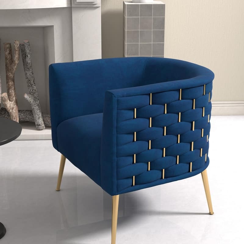 SEYNAR Mid-Century Modern Velvet Round Accent Chair for Living Room