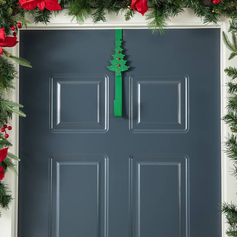 Glitzhome 24"D Snow Berry Twig Ball Pinecone Holly Pine Wreath with Lights & Timer