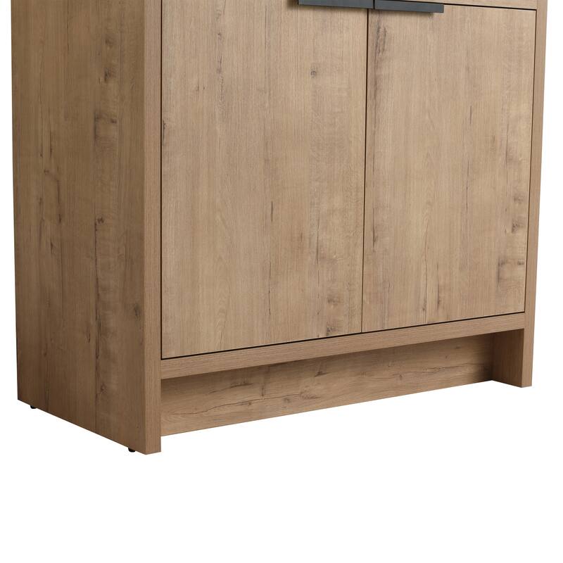 35" Freestanding Bathroom Vanity Cabinet with Adjustable Shelf, Soft-Closing Doors & Metal Handles for Modern Storage