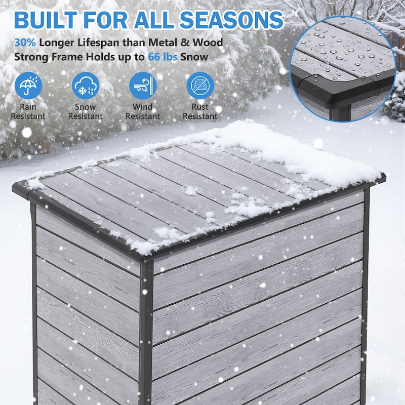 4.6FT×5.6FT Outdoor Resin Storage Shed w/Floor and 2-Tier