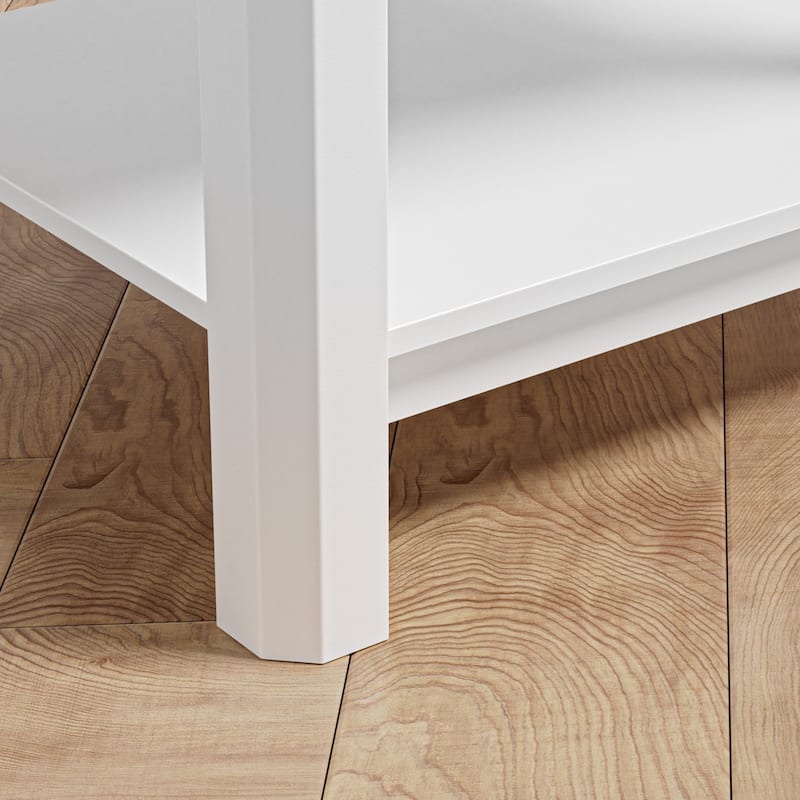 Modern 27.95"H Tall 2-Drawer White Nightstand Wood Rattan Side End Table for Bedroom with Storage Shelf