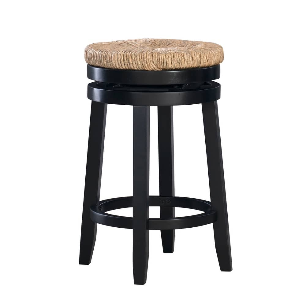 Linon Maya Backless Swivel Counter Stool with Seagrass Seat