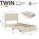 preview thumbnail 33 of 35, VECELO 2-Pack Kid Bed Frame Set Twin Size Platform Bed with Adjustable Upholstered Headboard Storage Drawer No Box Spring Needed