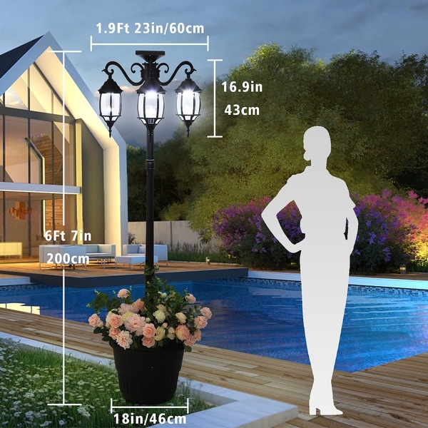 Outdoor solar lamp post with planter best sale
