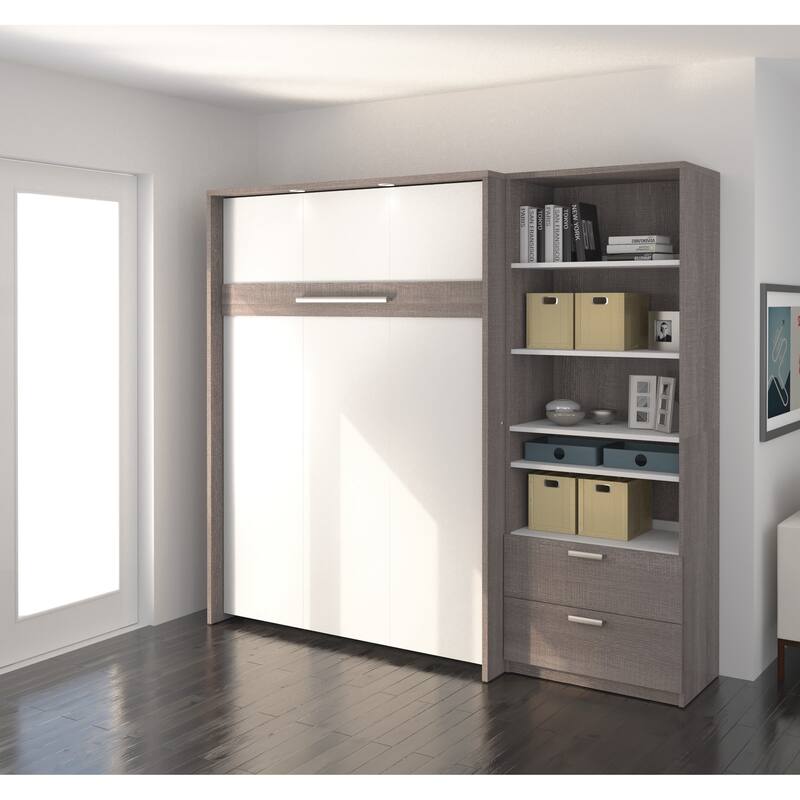 Cielo Full Murphy Bed and Shelving Unit with Drawers by Bestar
