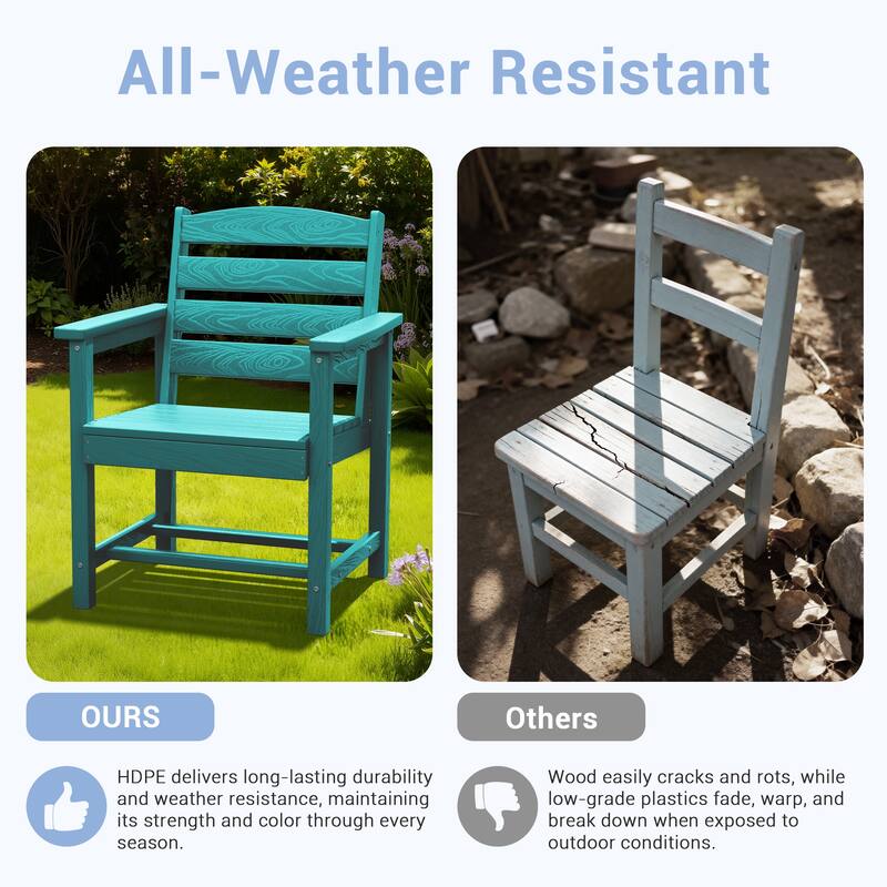 5-Piece HDPE Outdoor Dining Table Sets with Umbrella Hole - 1-Table 4-Chairs