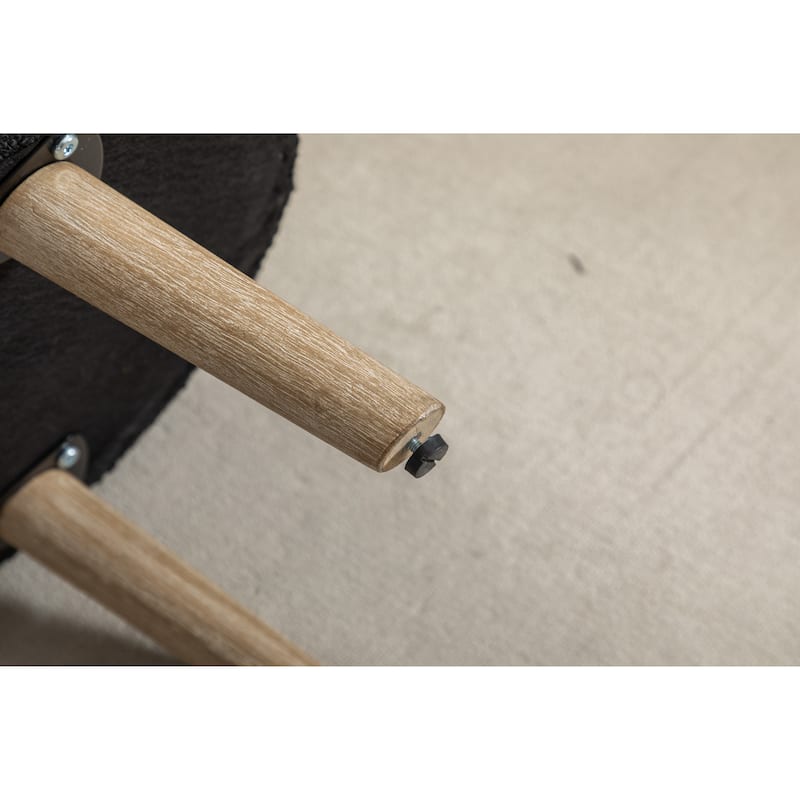 Boucle Fabric Storage Bench Bedroom Bench With Wood Legs For Living Room Bedroom Indoor,Black