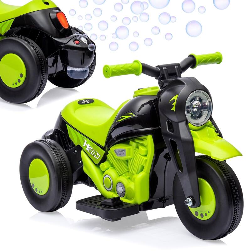 Kids Electric Motorcycle with Bubble Function - Green