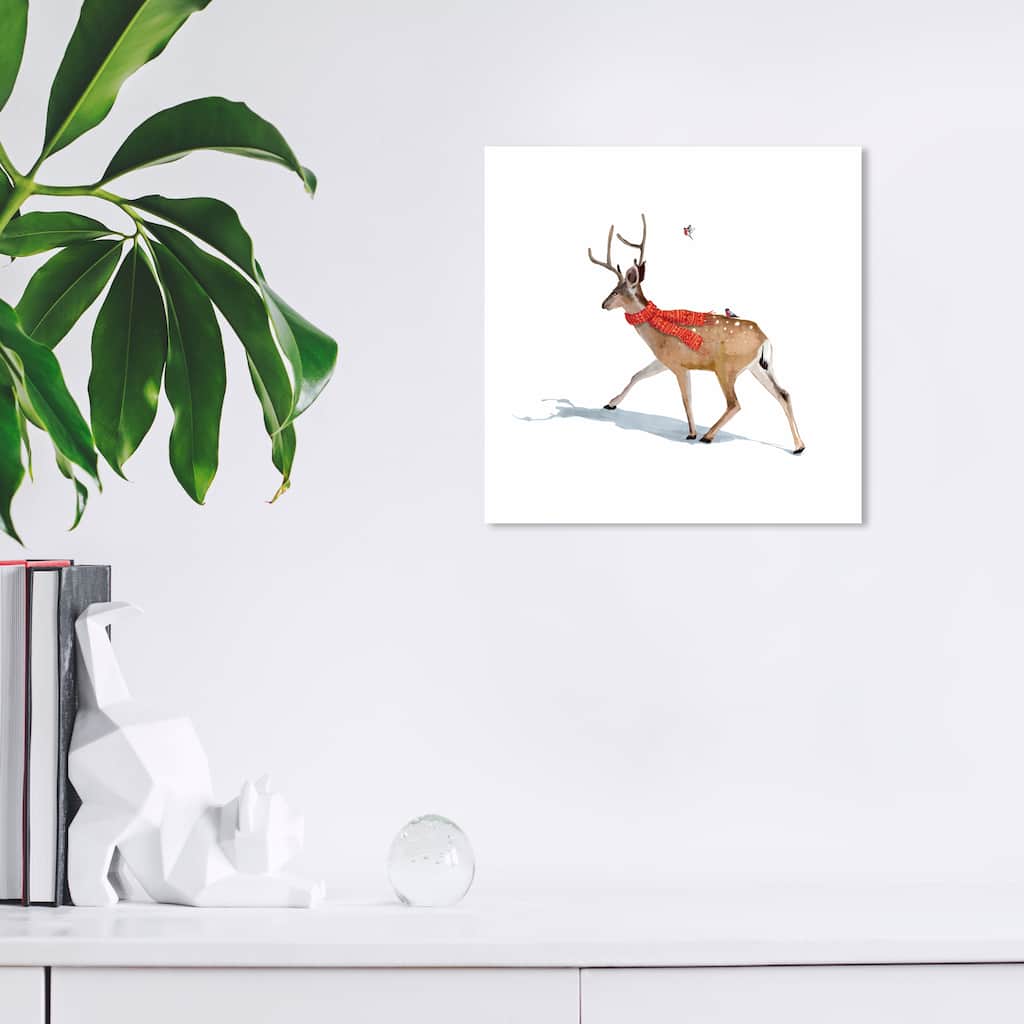 Wynwood Studio Canvas Animals Snowfield Stroll White and Farmhouse Wall Art Canvas Print