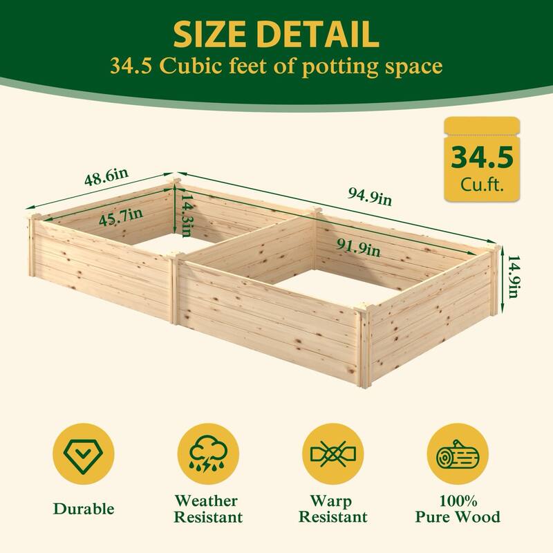 VEIKOUS Natural Wood Raised Garden Bed, Outdoor Planter Box for Vegetables, Flowers, Herbs, Natural Brown