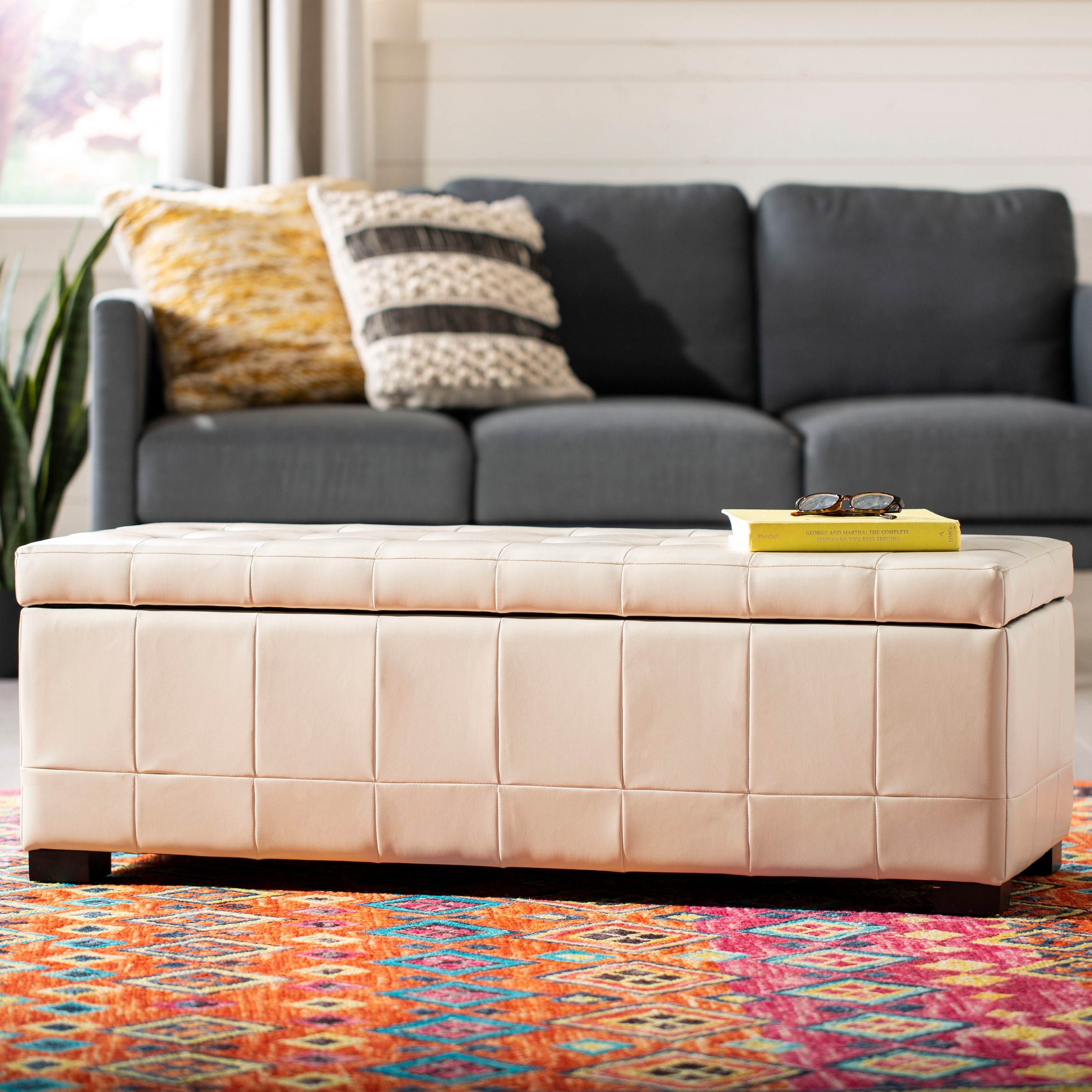 Shop Safavieh Manhattan Large Off White Storage Bench 48 X 18