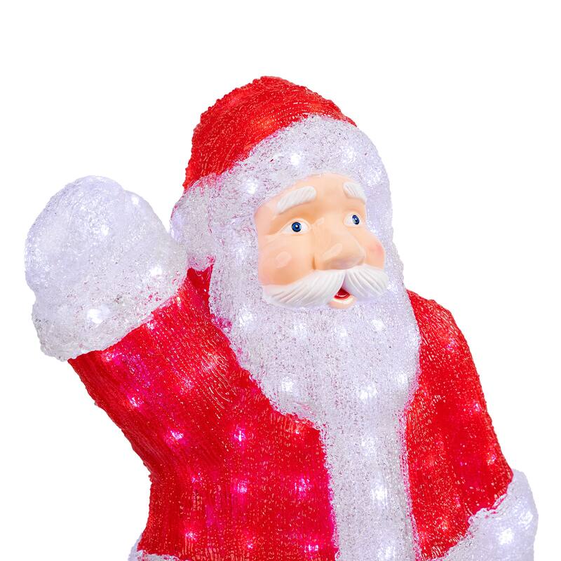 Lighted Waving Santa Claus Grade Acrylic Christmas Display Decor 2' - Red