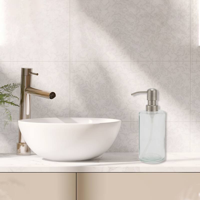 Cylindrical Simple Soap Pump Dispenser for Hotels 350ml 1 Pcs - Clear Silver Tone