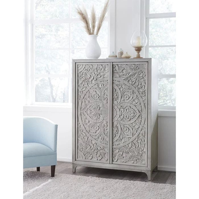 Boho Chic Wardrobe Chest in Washed White (2024)