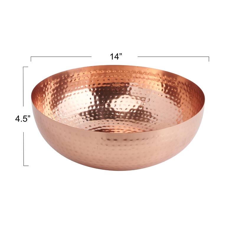 Hammered Metal Bowl with Copper Finish
