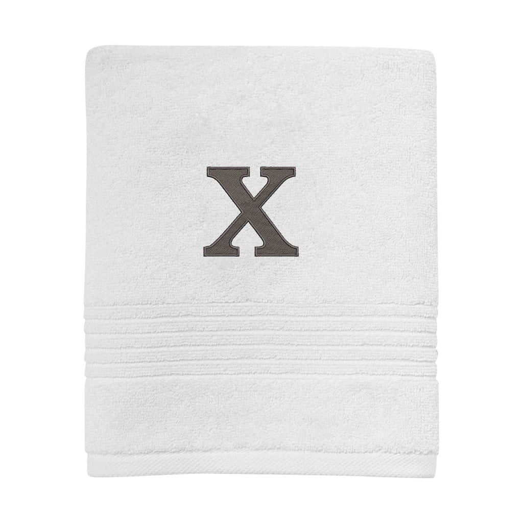 Avanti Linens Wht/Gry Block Monogram Hand Towel - Hand Towel