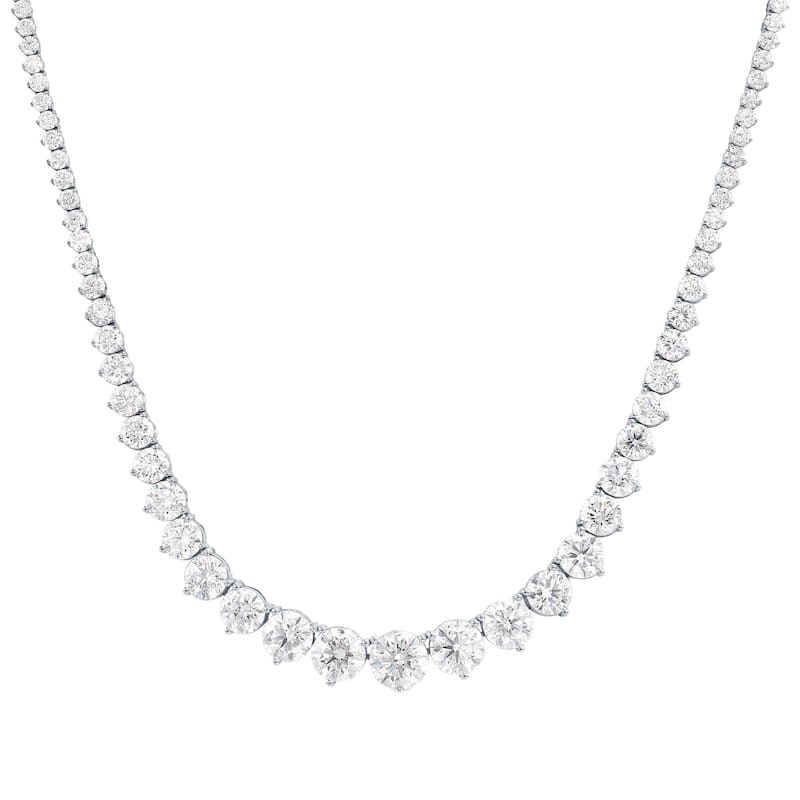 House Of Leon 14K White Gold Graduated Round Diamond Tennis Chain 22.96ct