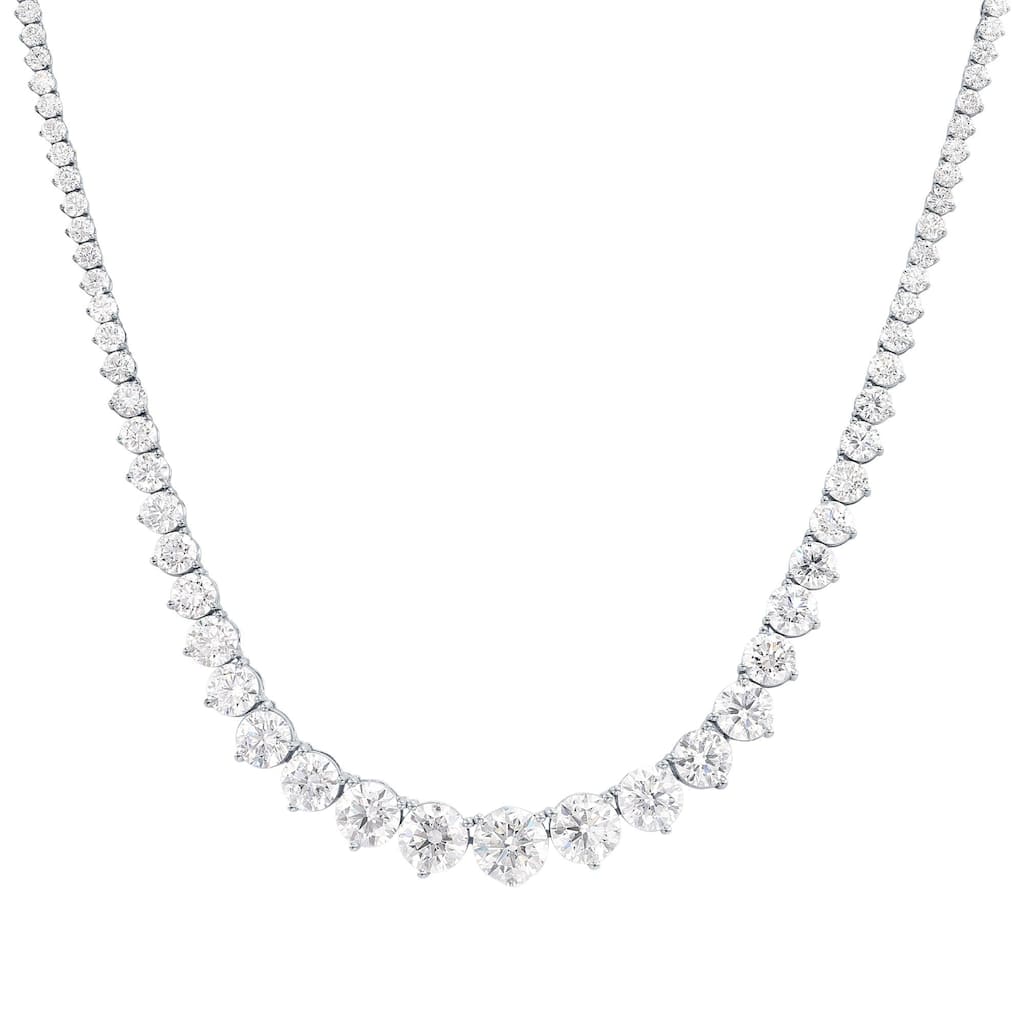 House Of Leon 14K White Gold Graduated Round Diamond Tennis Chain 22.96ct