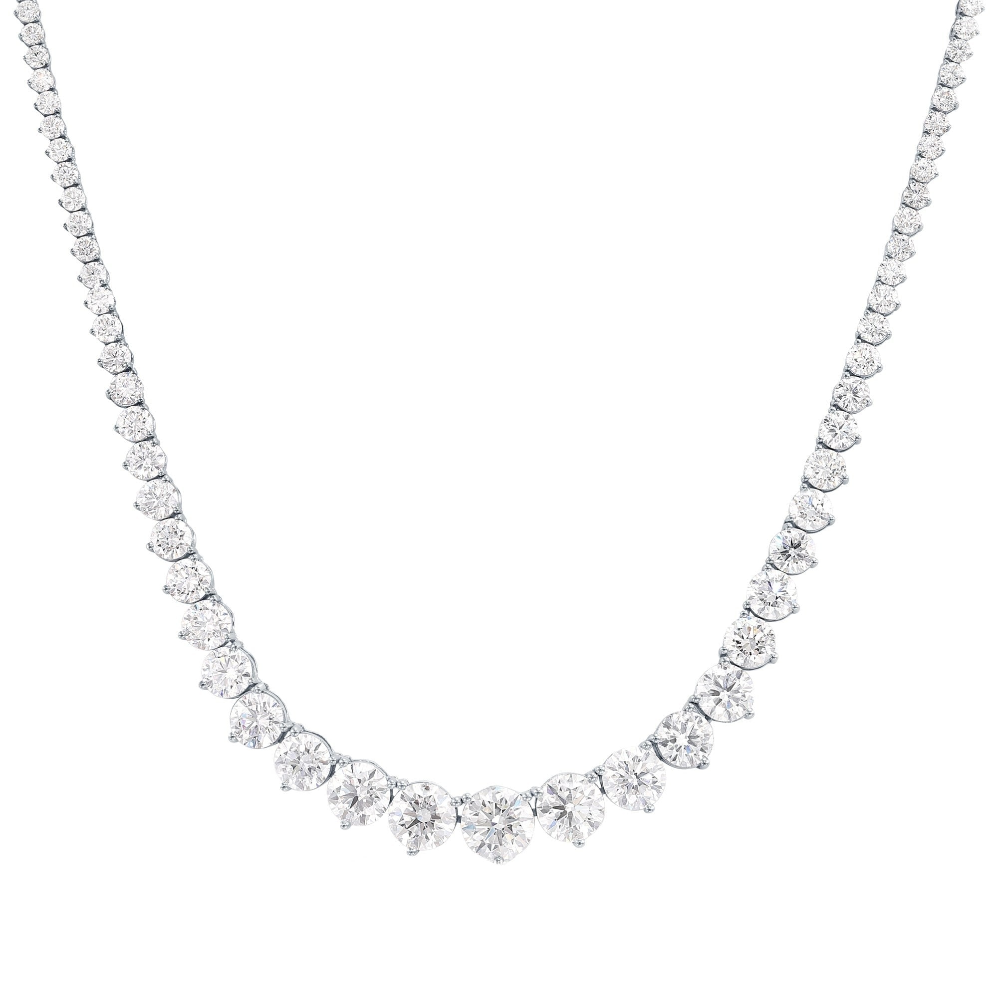 House Of Leon 14K White Gold Graduated Round Diamond Tennis Chain 22.96ct