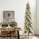 preview thumbnail 26 of 58, Glitzhome Pre-Lit Flocked Pencil Spruce Artificial Christmas Tree with Warm White Lights