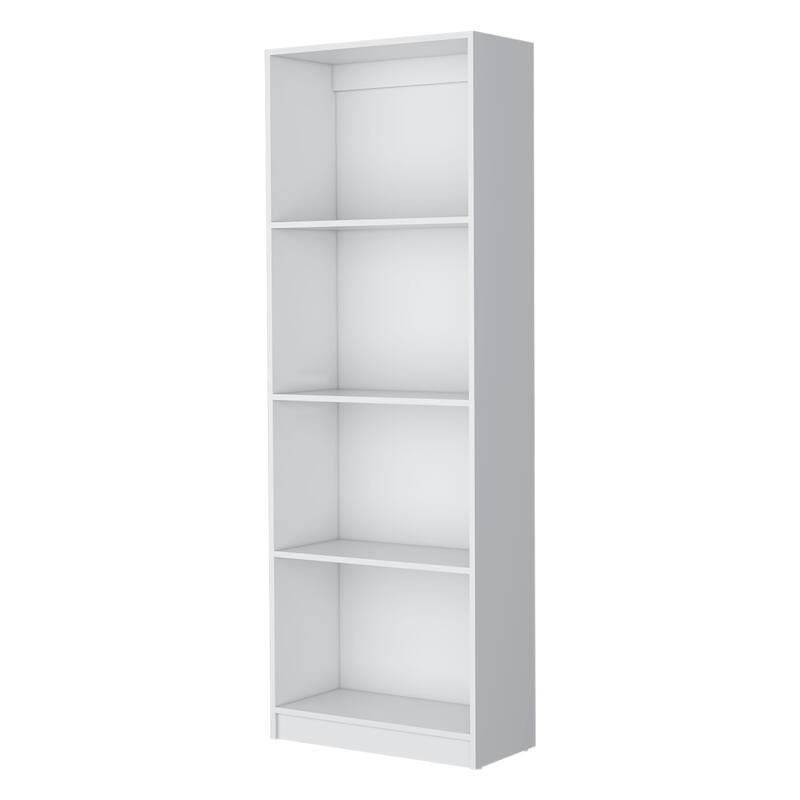 HomeRoots 71" White Wood Four Tier Bookcase