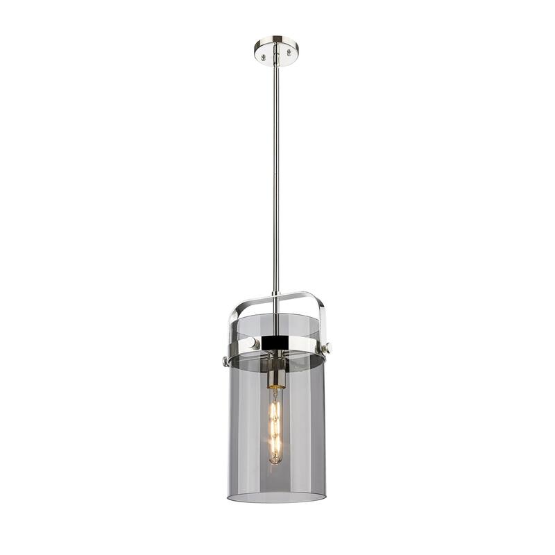 Innovations Lighting Pilaster - 1 Light 8" Stem Hung Pendant - Polished Nickel/Plated Smoke