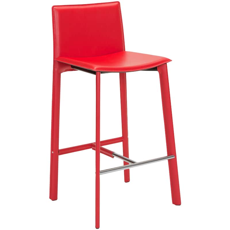 SAFAVIEH Marylou Faux Leather 29-inch Bar Stool (Set of 2) - 18.7" W x 19.7" L x 39.4" H - 19Wx20Dx39H