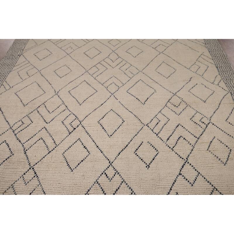 Earth Tone Moroccan Area Rug Handmade Wool Carpet - 6'11"x 10'7"