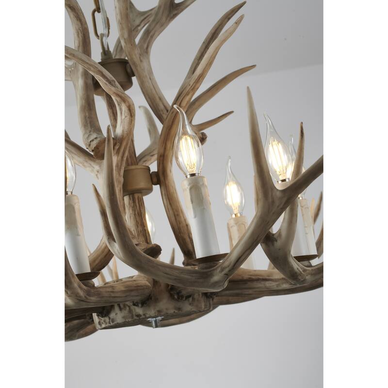 9-Light D39.4" Polyresin Antler Horn Chandelier