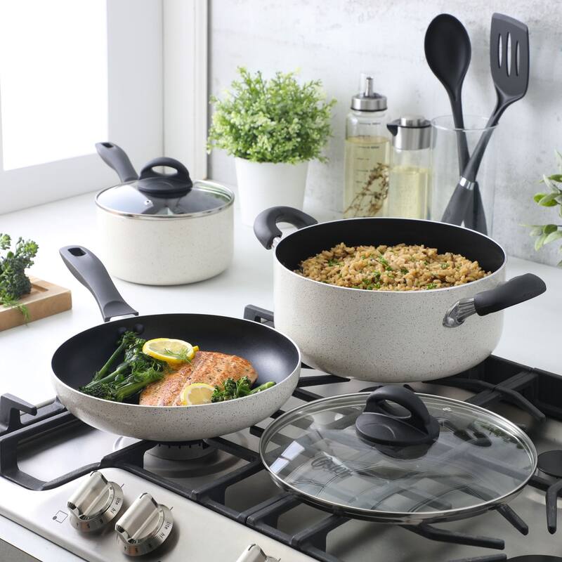 Oster Clairorne 7 Piece Aluminum Premium Nonstick Pots and Pans Cookware Set W/ Induction & Bakelte Stay Cool Handle