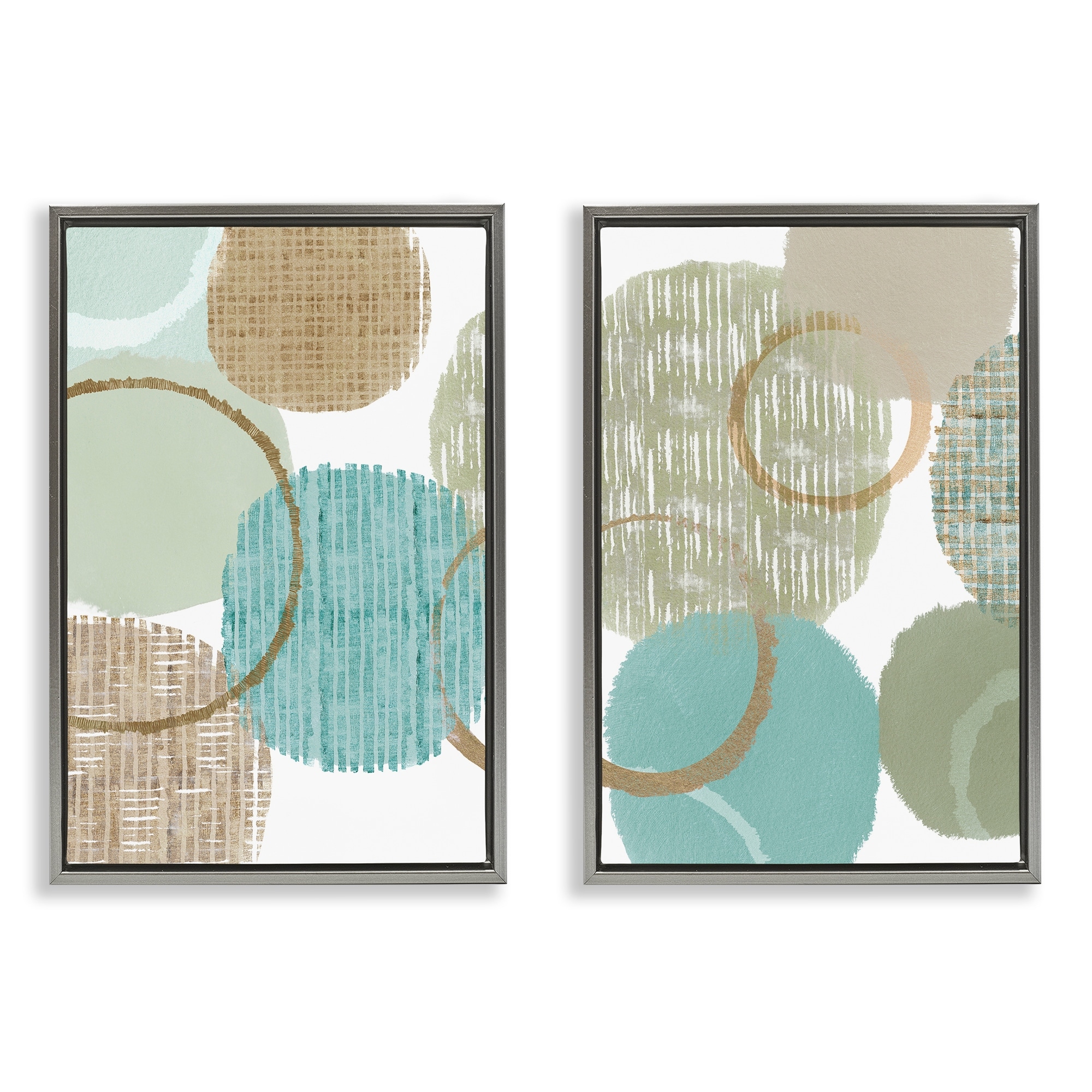 Stupell Textured Layered Aqua Circles Framed Floater Canvas Wall