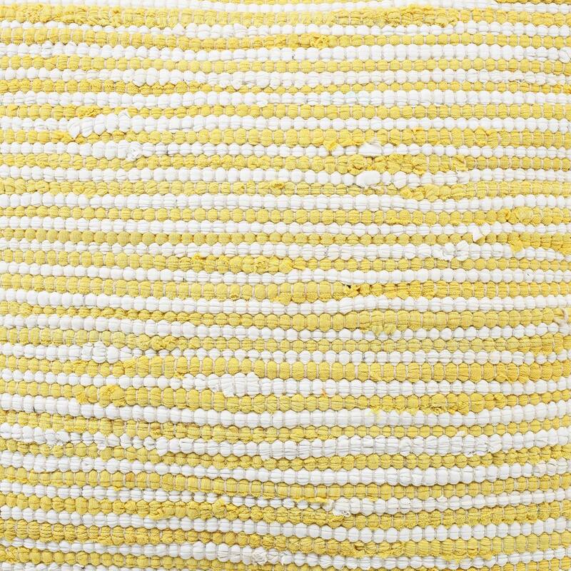 20" Yellow and White Bordered Striped Square Throw Pillow