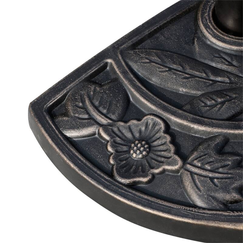 Bronze Half Umbrella Base with Floral Design Weatherproof Resin Stand for Patio Backyard Garden Umbrellas Fits