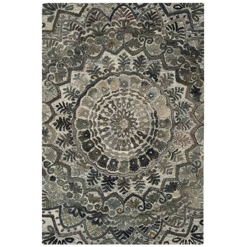 SAFAVIEH Handmade Marquee Carlijn Modern Medallion Wool Rug - 2' x 3' - Grey/Multi