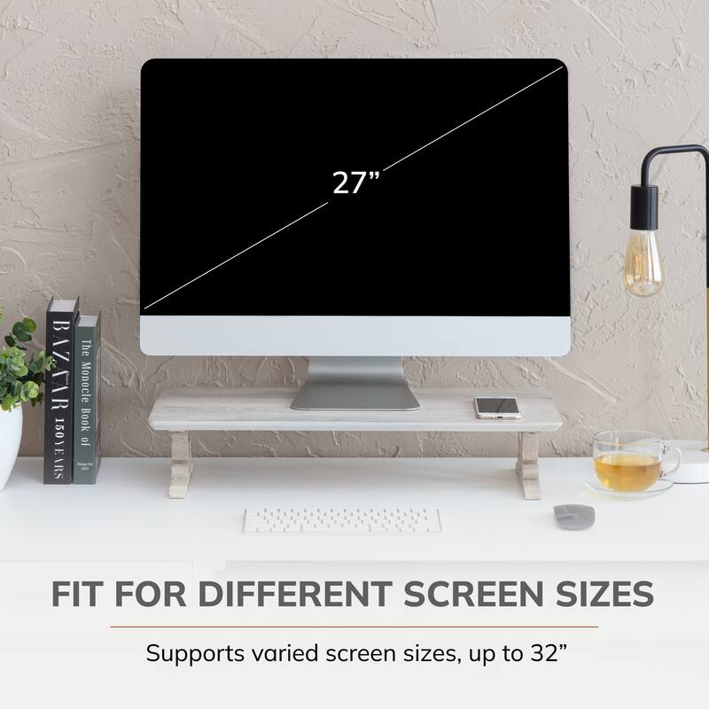 Jani Wood Monitor Stand Riser Desk - Ergonomic Design Stand, Desktop Organizer Table for Home, Office Workspace, Gaming Desk