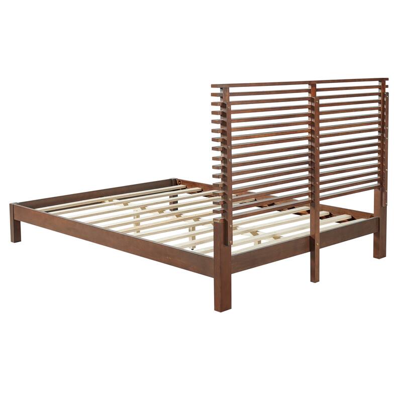 Christopher Knight Home - Stirling Contemporary Bedroom Set with Horizontal Slats Design Bed Frame & Shelf Storage Nightstands