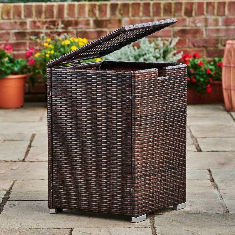 16" Propane Tank Cover, Outdoor Hideaway Brown Wicker Tank Table - 16”W