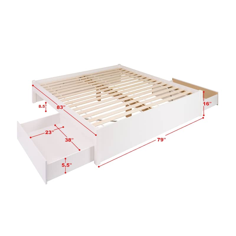 Prepac King 4-post Platform Bed with Optional Drawers