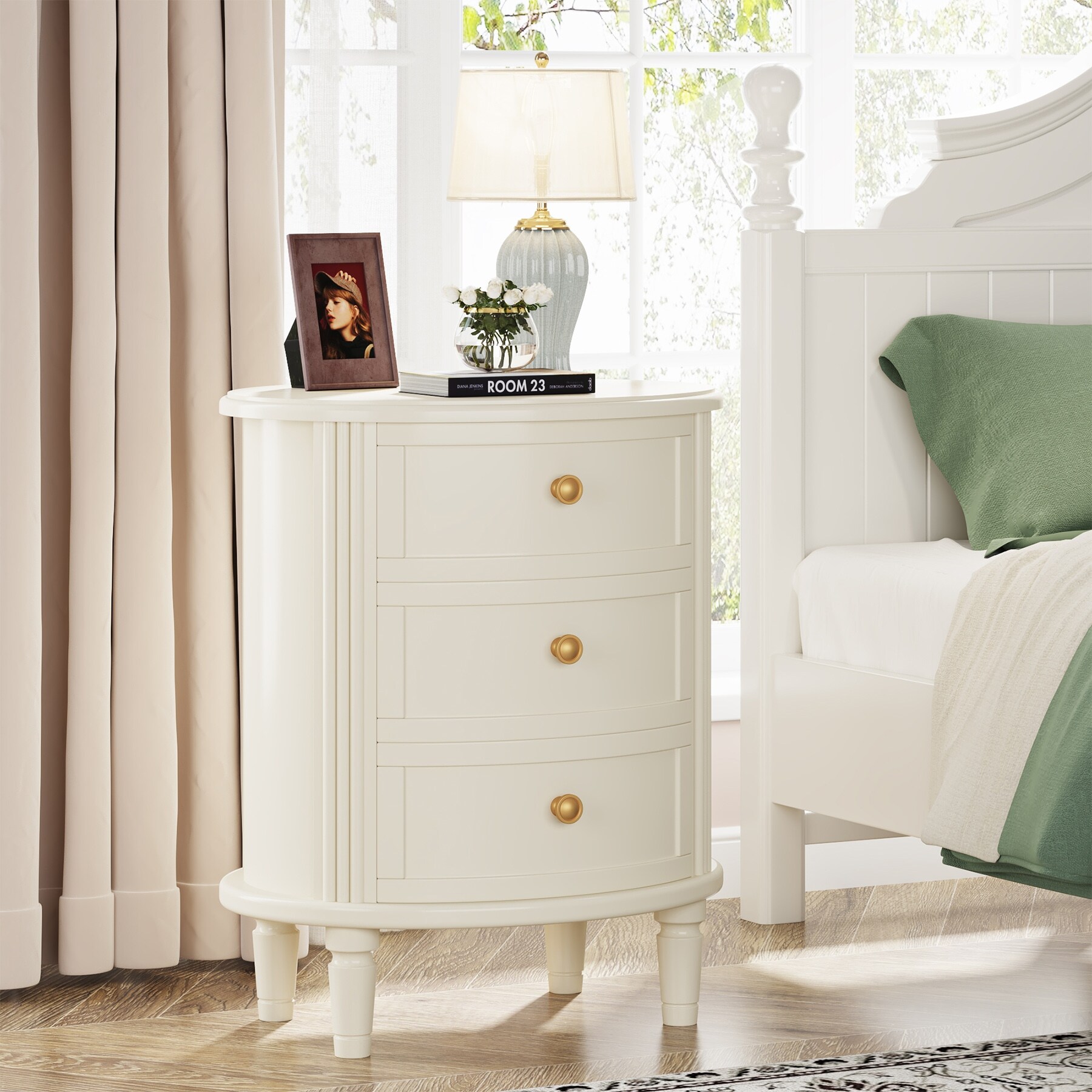 White nightstand no deals drawers