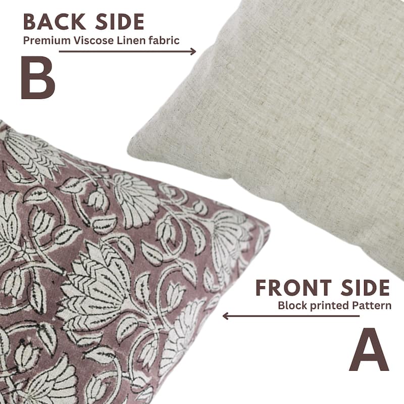 Fabdivine Decorative Floral Pillowcase Handmade Linen Block Print Accent for Sofa Kids Bed Rust Spring Décor, Sadabahar