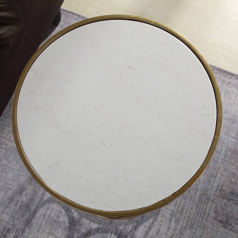 FirsTime & Co. Gilded Circles Table, Iron, 16.75 x 16.75 x 22 in, American Designed