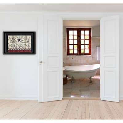 TrendyDecor4U Contemporary "Bath Room" Framed Print Wall Art by Linda Spivey
